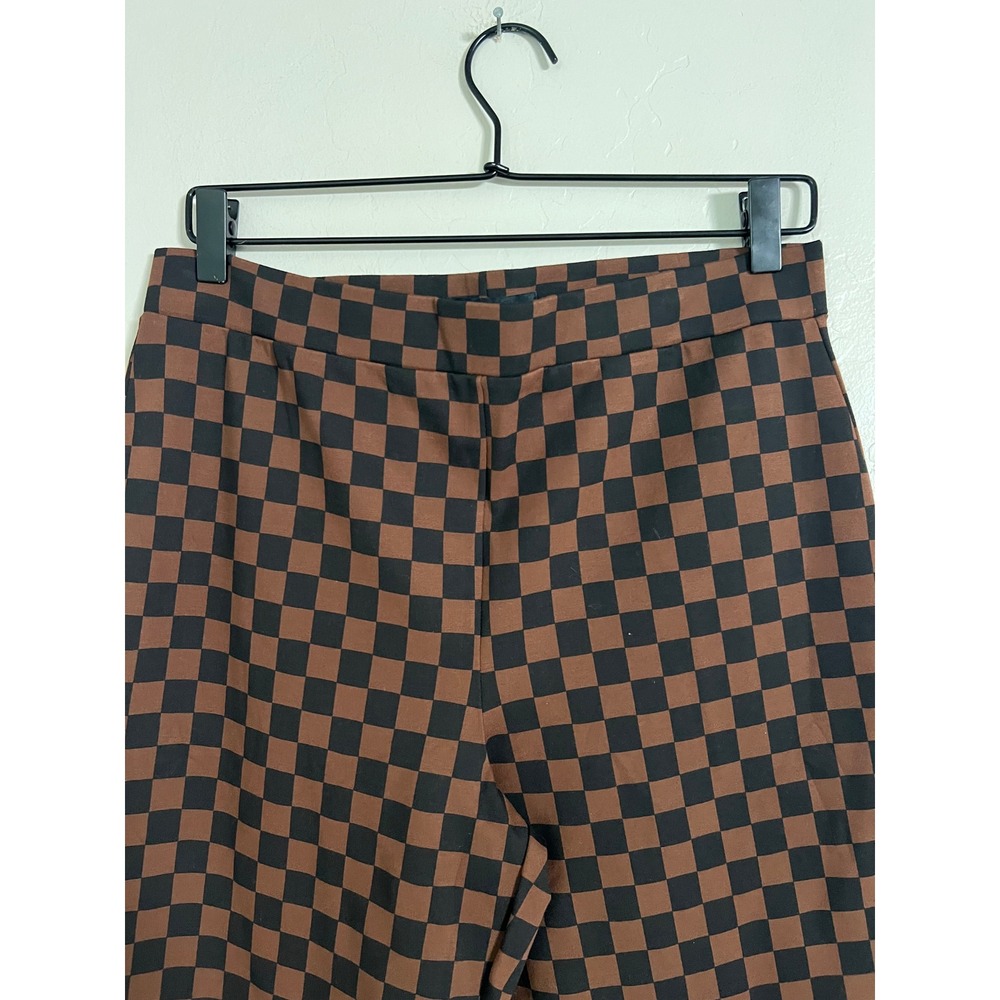 Sanctuary x Anthropologie Brown Black Checkered Slim Leg Pants XL Stretch Ponte - Picture 2 of 6